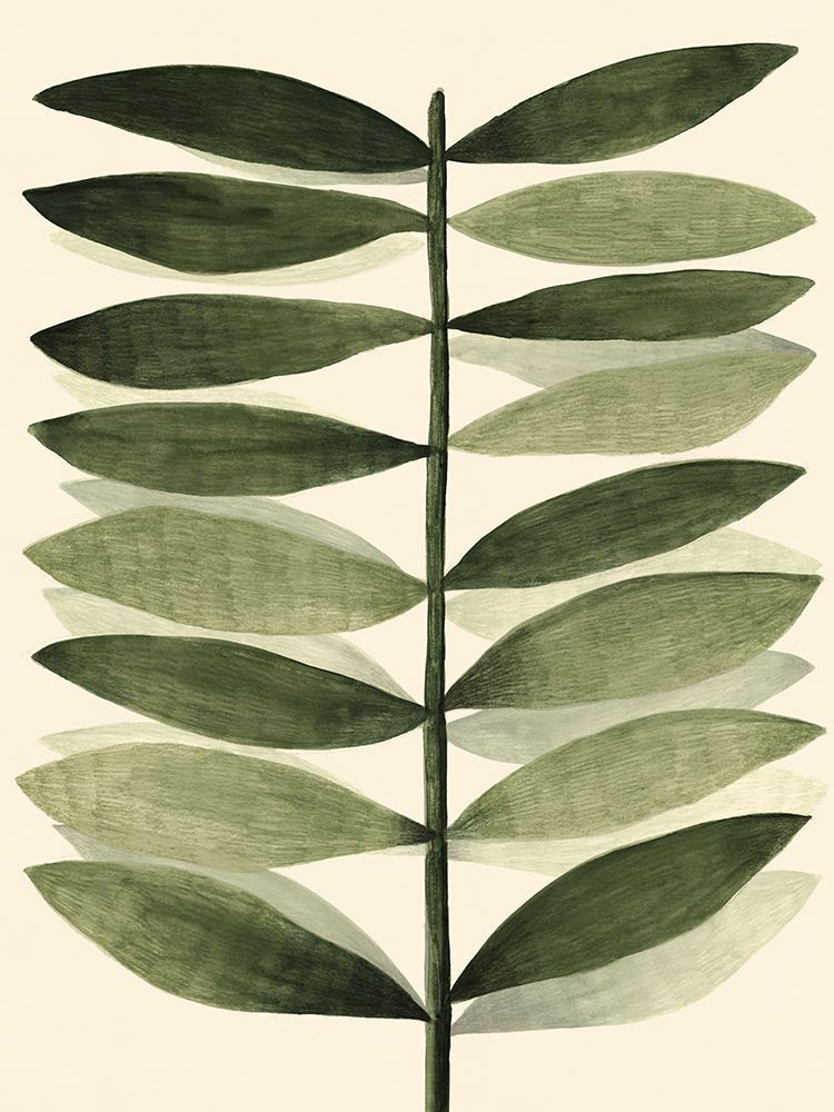 Green Leaves on Pale Canvas I art print by Aria K for $57.95 CAD