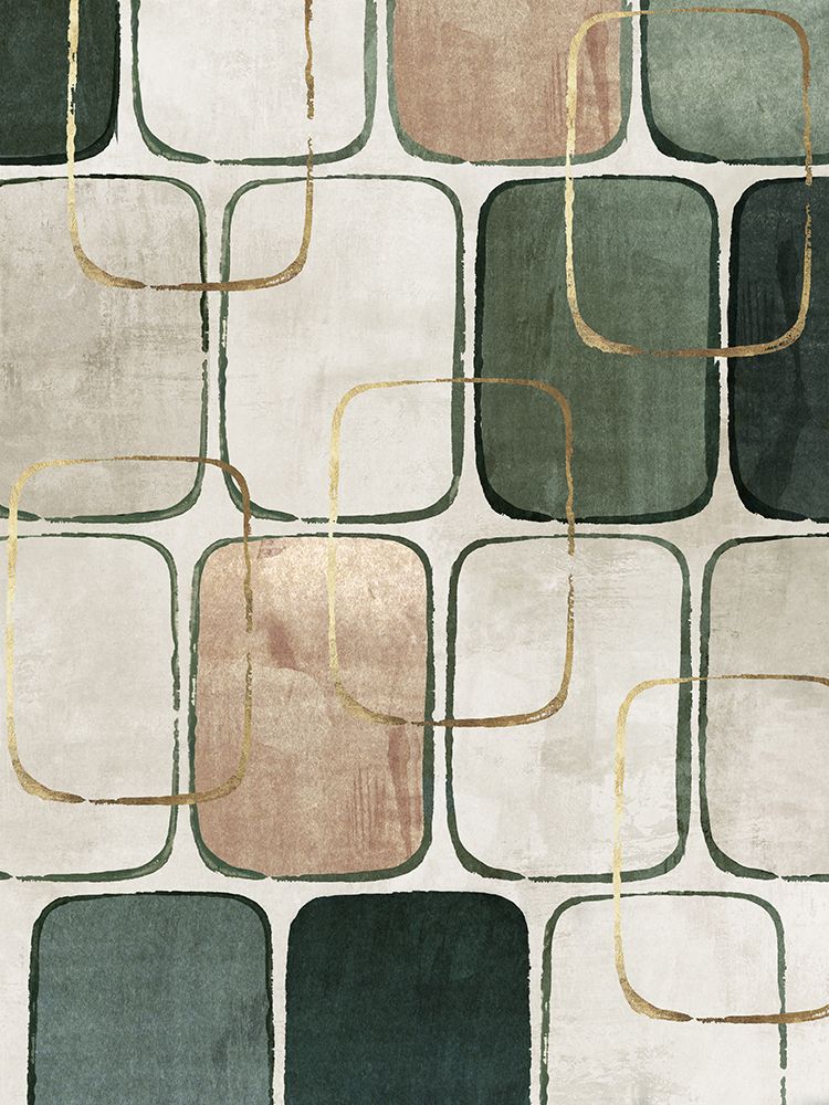 Emerald and Gold Geometric Harmony art print by Emma Peal for $57.95 CAD
