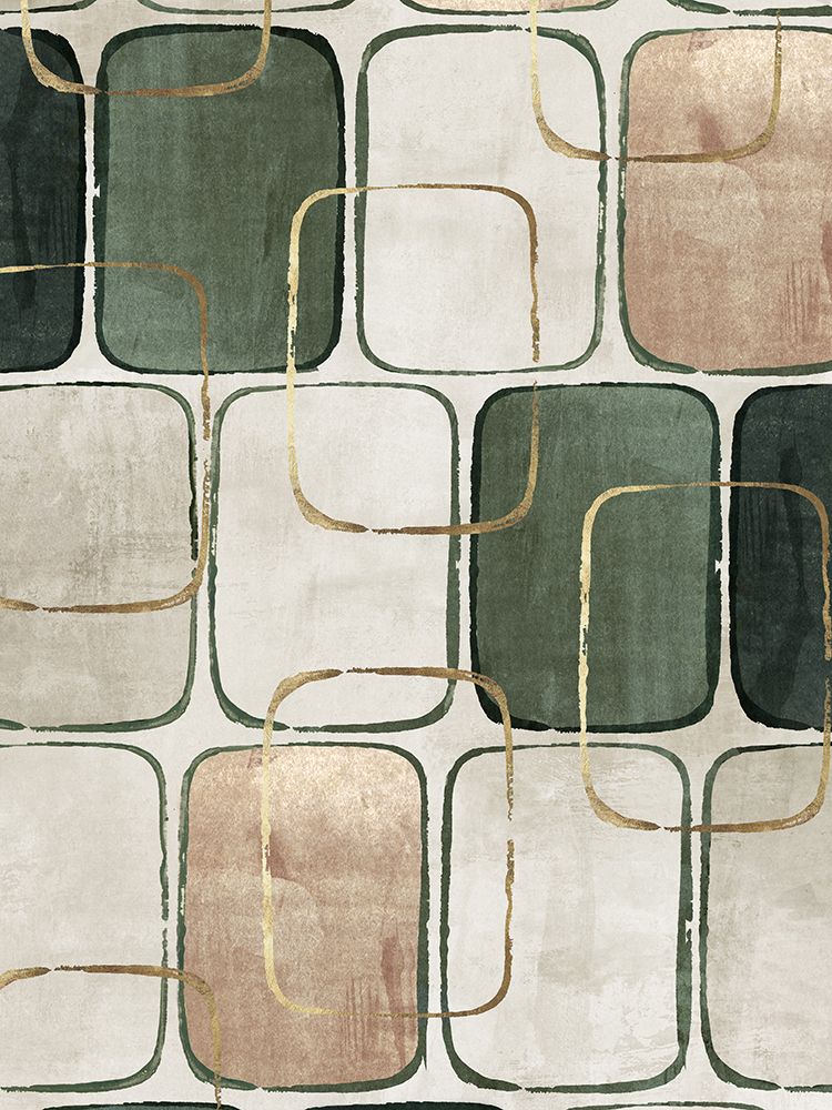 Muted Grid with Golden Overlays art print by Emma Peal for $57.95 CAD