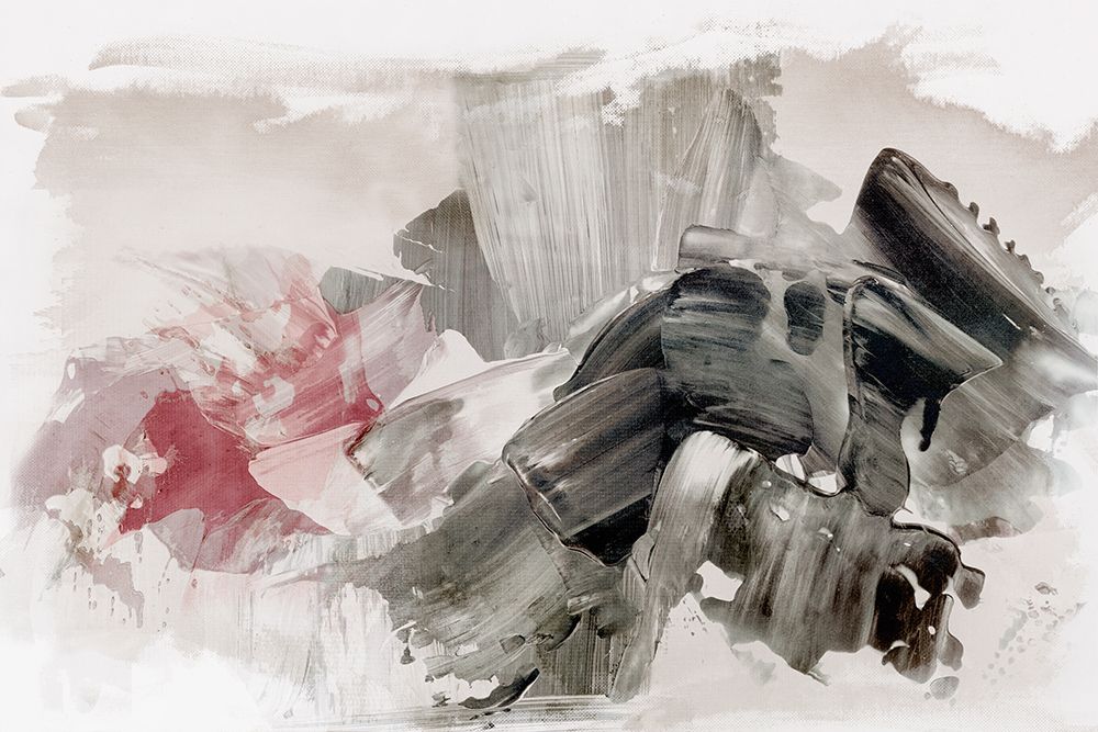 Brushstrokes of Grey and Red art print by Emma Peal for $57.95 CAD