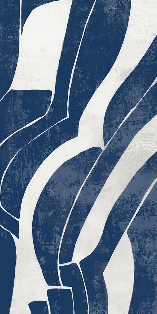 Curved Patterns in Blue and White I art print by Emma Peal for $57.95 CAD