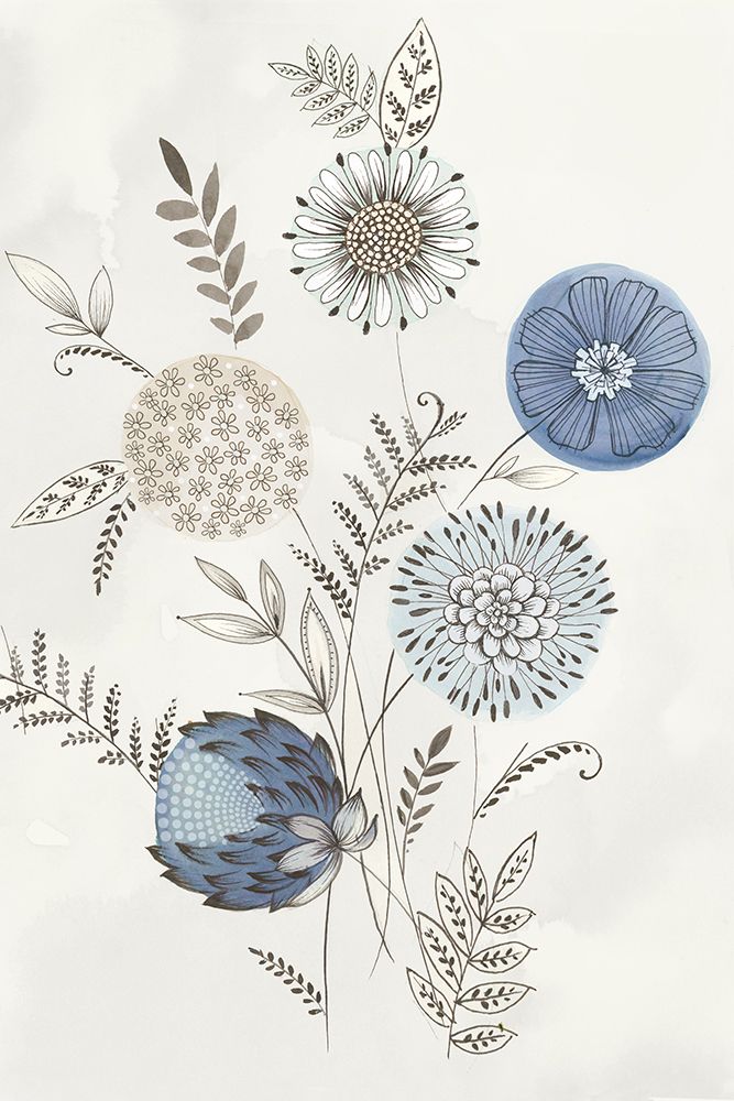 Modern Blue Bouquet I art print by Alex Black for $57.95 CAD