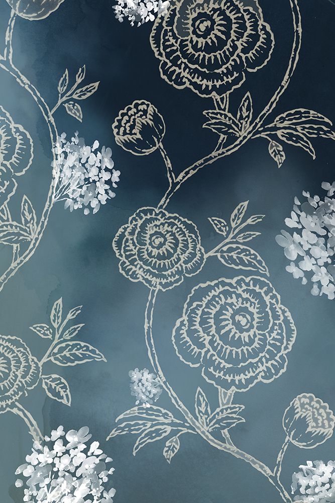 Chalk Floral Patterns on Misty Blue art print by Alex Black for $57.95 CAD