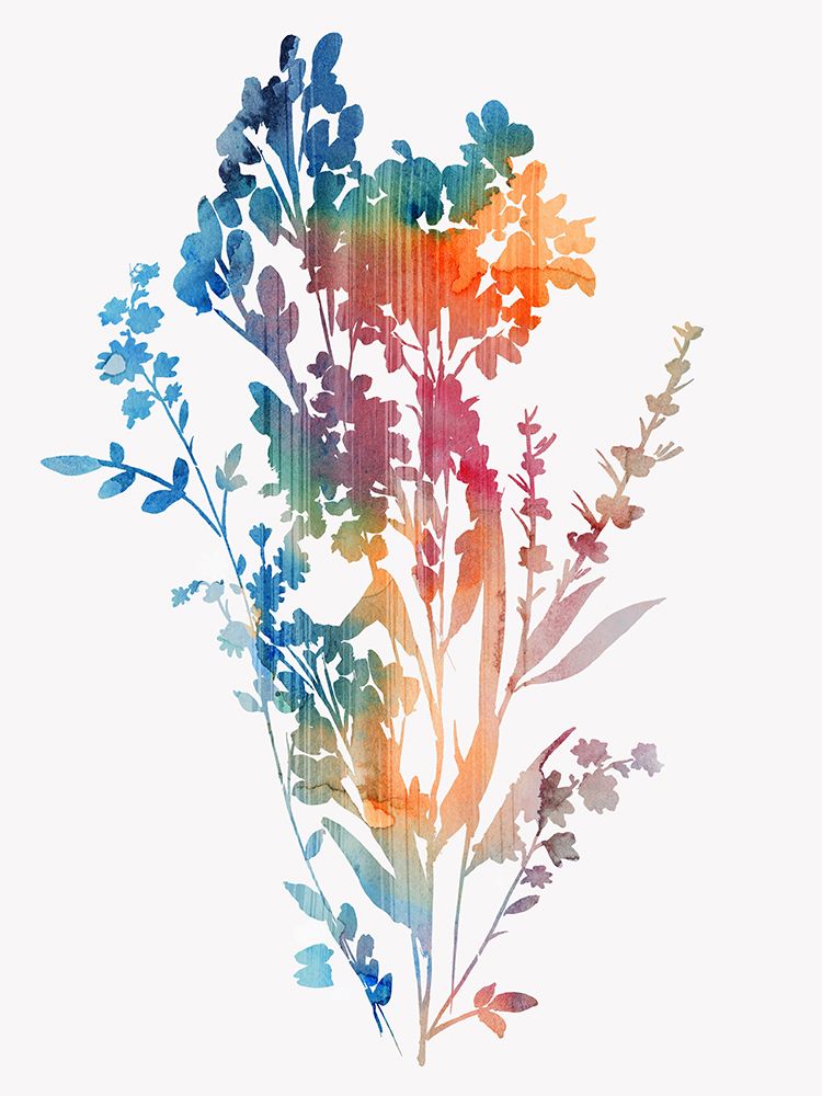 Colorful Watercolor Wildflower Silhouettes art print by Alex Black for $57.95 CAD