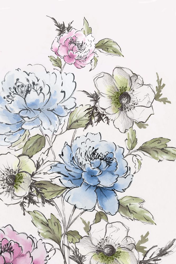 Pastel Blooms on White Canvas II art print by Alex Black for $57.95 CAD