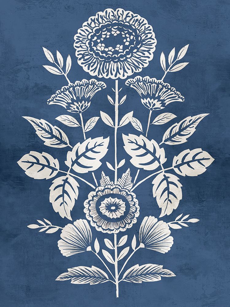 White Blooms on Blue Background art print by Alex Black for $57.95 CAD