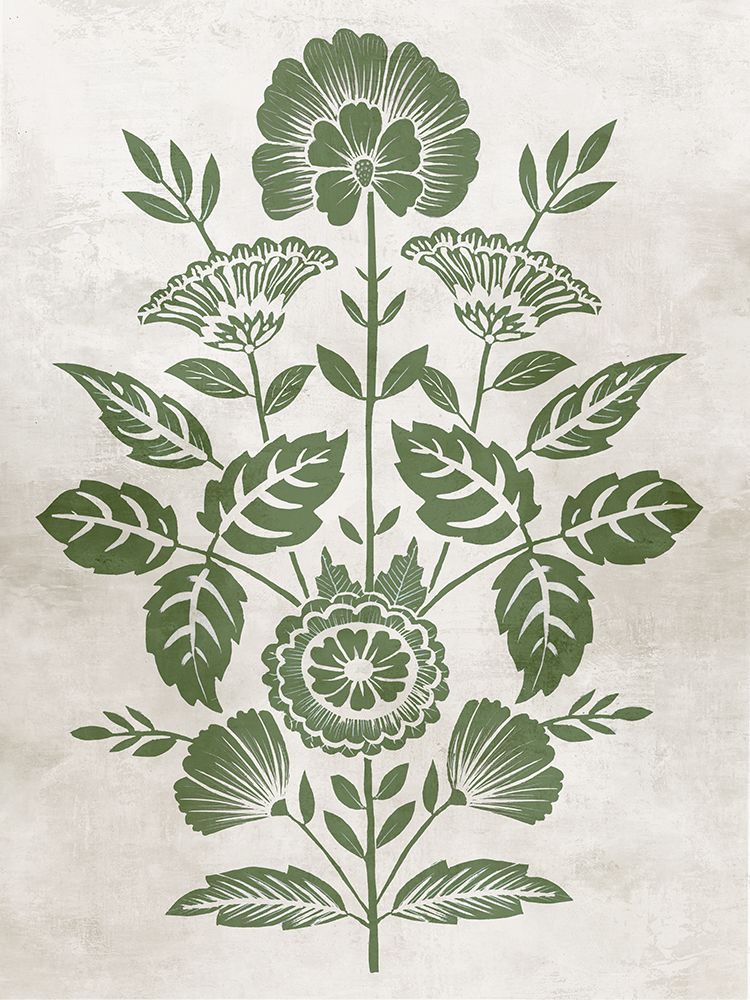 Floral Harmony in Green Silhouette art print by Alex Black for $57.95 CAD