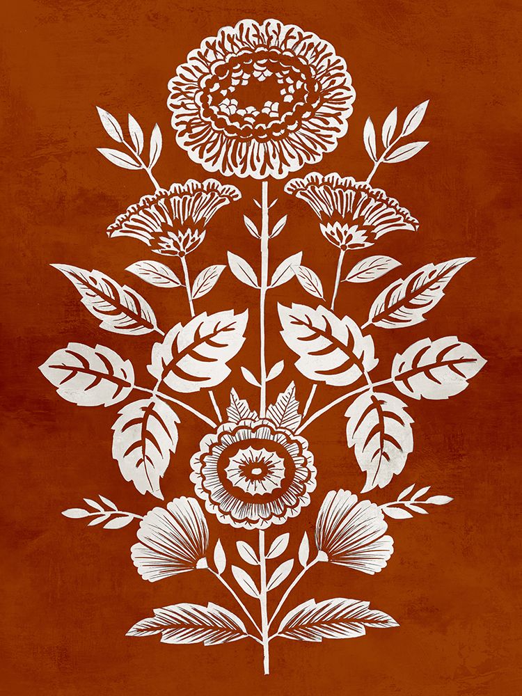 White Blooms on Terracotta Background art print by Alex Black for $57.95 CAD