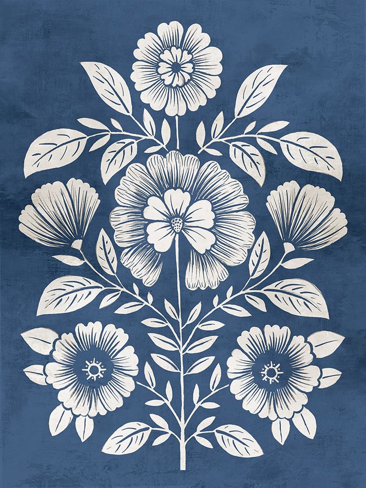 Floral Symmetry on Blue Canvas art print by Alex Black for $57.95 CAD
