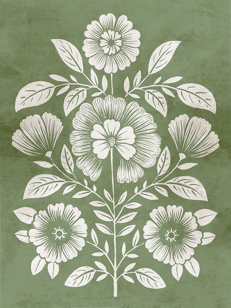 Floral Harmony on Green Canvas art print by Alex Black for $57.95 CAD