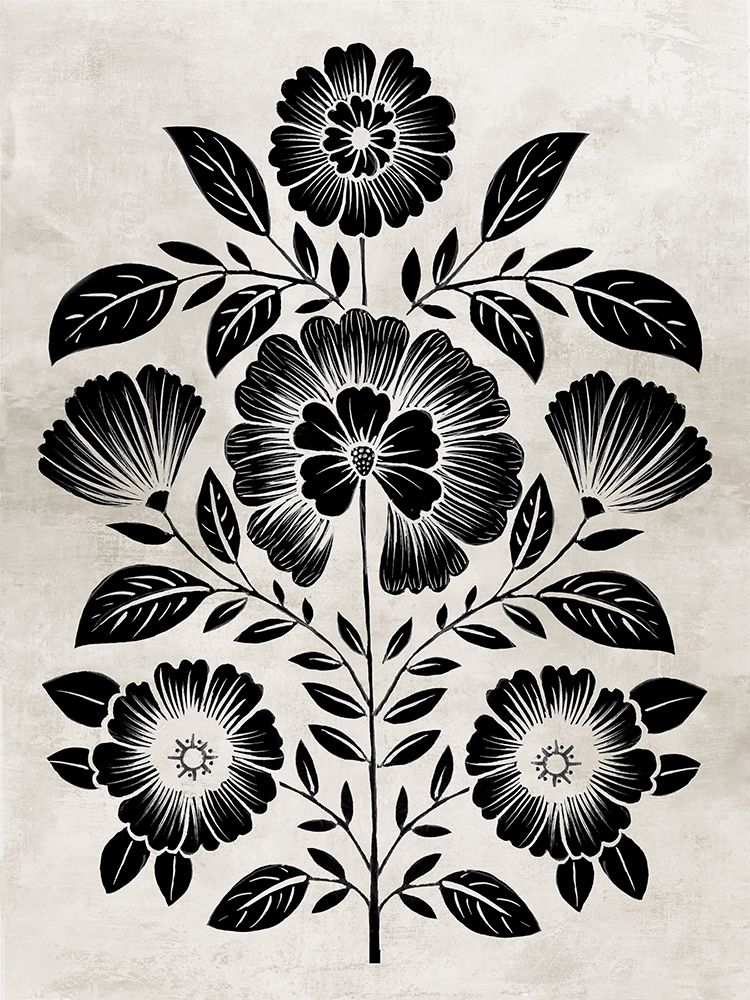 Floral Harmony in Black and White art print by Alex Black for $57.95 CAD