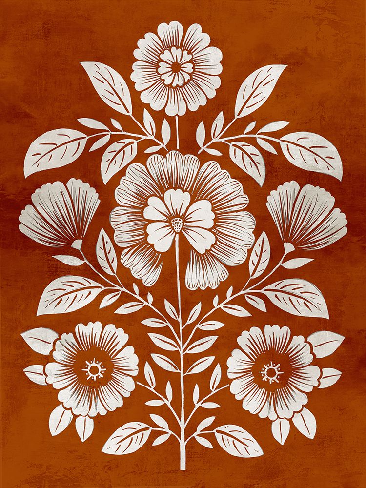 Floral Silhouette on Terracotta Canvas art print by Alex Black for $57.95 CAD