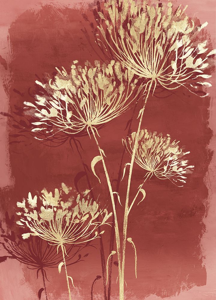 Golden Blossoms Against Earthy Canvas I art print by Alex Black for $57.95 CAD