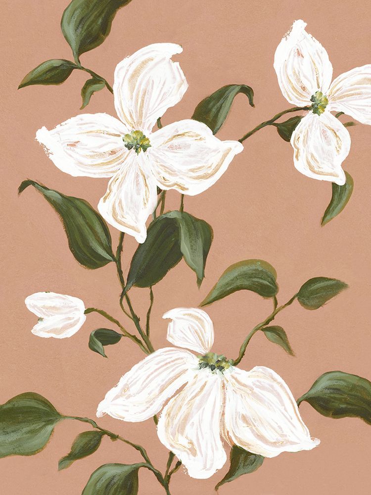 White Blooms on Earthy Canvas I art print by Alex Black for $57.95 CAD