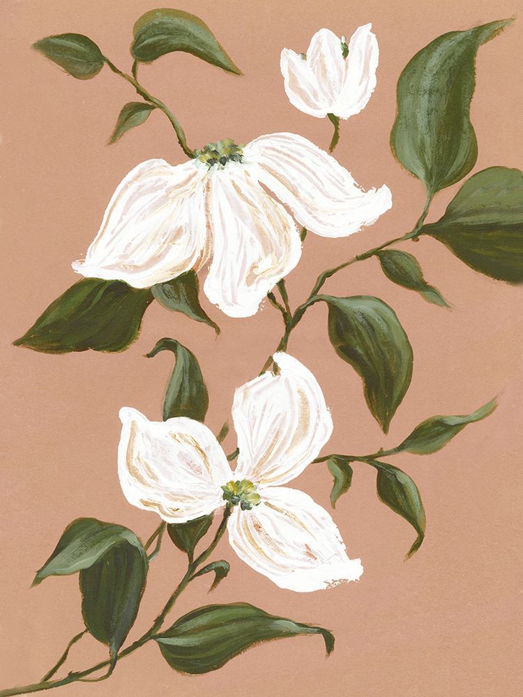 White Blooms on Earthy Canvas I art print by Alex Black for $57.95 CAD