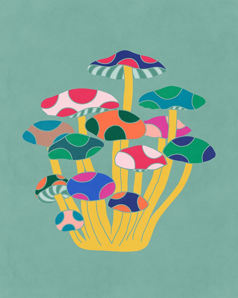 Rainbow Mushrooms art print by Sarah Leonard for $57.95 CAD