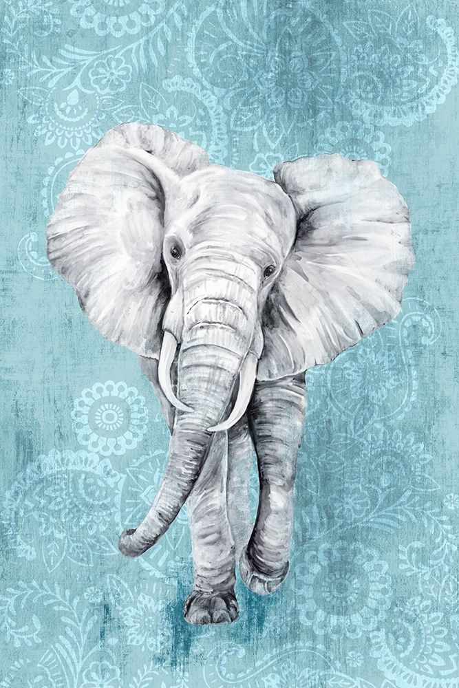 Blue Paisley Elephant art print by Eva Watts for $57.95 CAD
