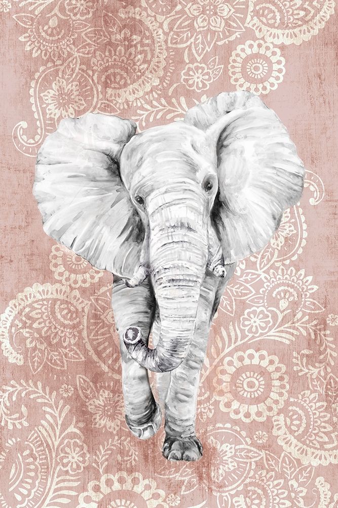 Pink Paisley Elephant art print by Eva Watts for $57.95 CAD