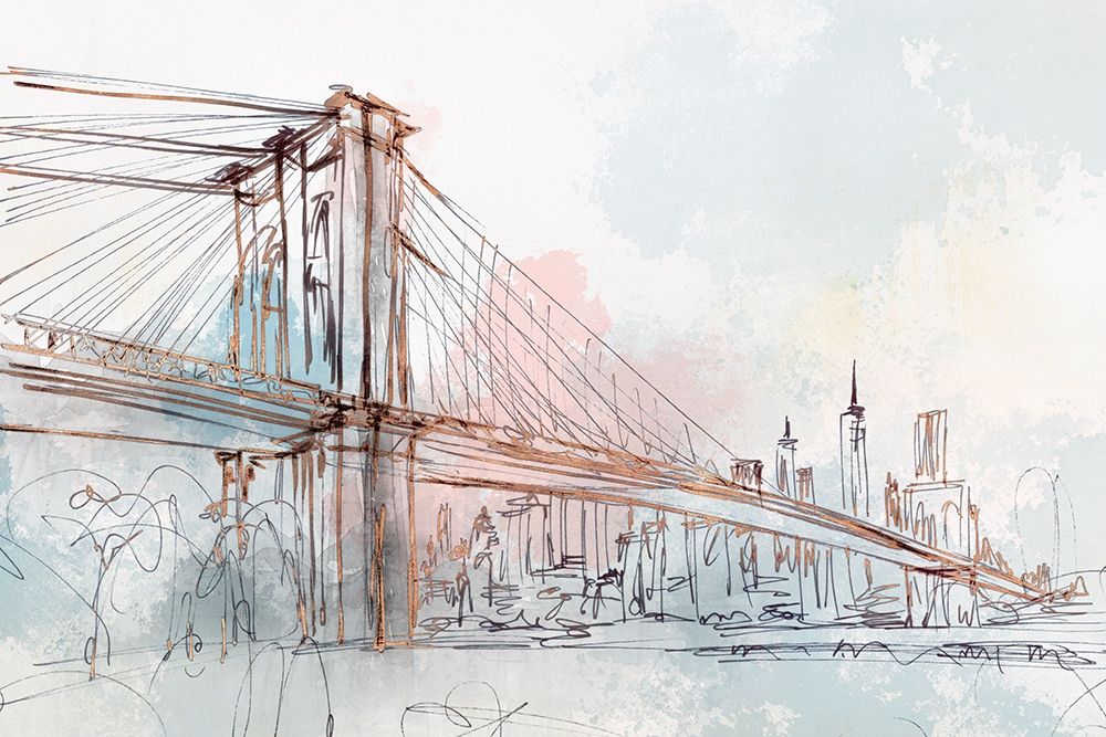 Blushing Brooklyn Bridge art print by Isabelle Z for $57.95 CAD