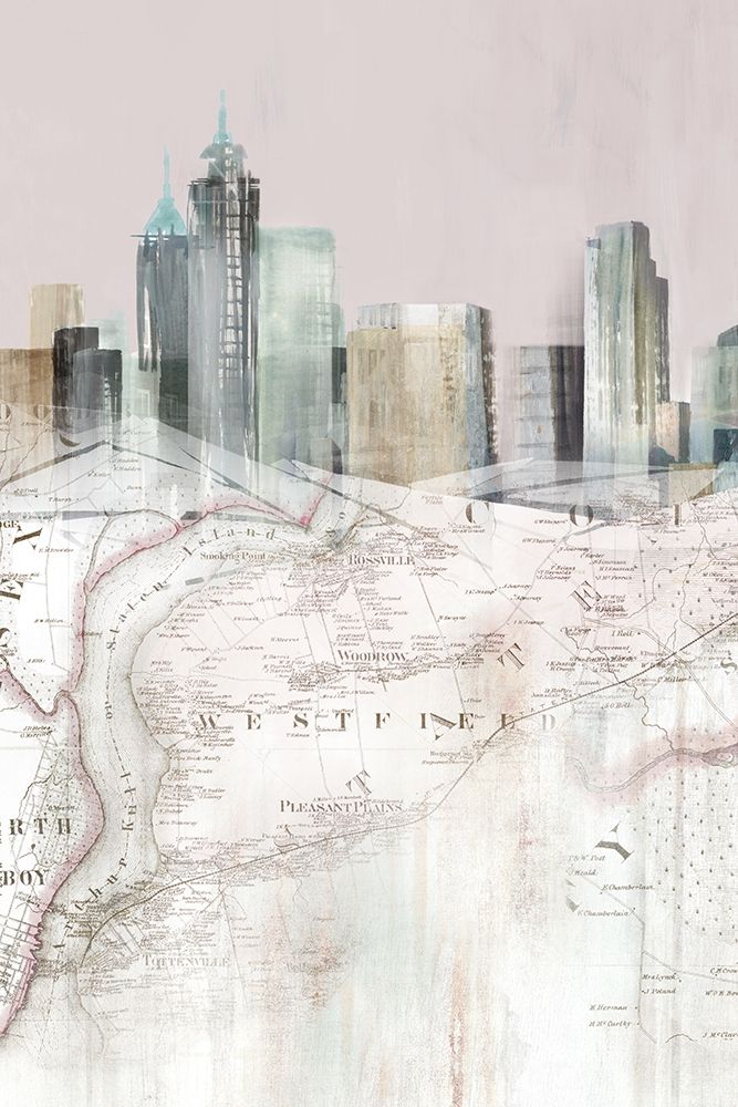 Blushing Manhattan Map I art print by Isabelle Z for $57.95 CAD