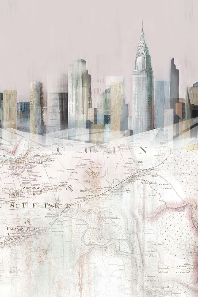 Blushing Manhattan Map II art print by Isabelle Z for $57.95 CAD