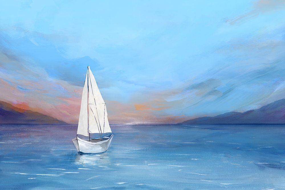 Sunset Sailboat art print by Isabelle Z for $57.95 CAD