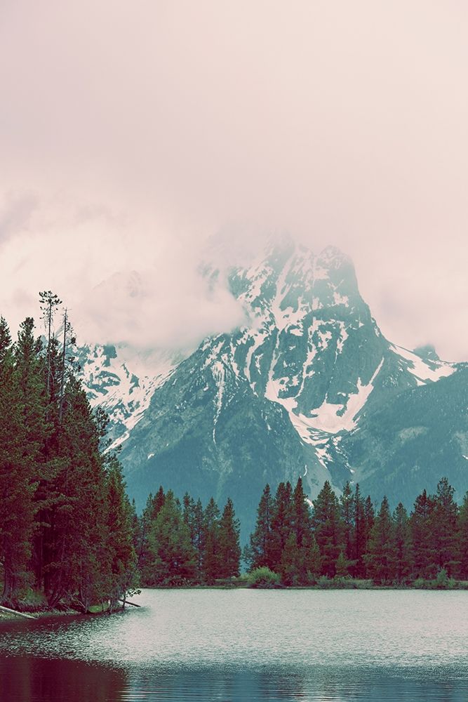 Vintage Mountain Lake Pink Sky art print by Nature Magick for $57.95 CAD