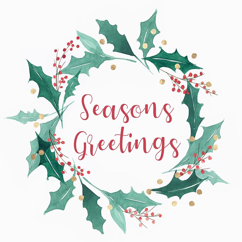 Seasons Greetings Wreath art print by PI Studio for $57.95 CAD