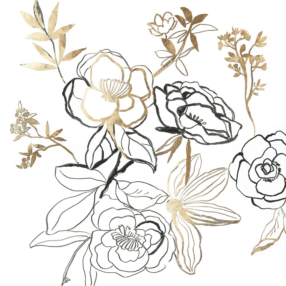 Black and Gold Florals art print by Asia Jensen for $57.95 CAD