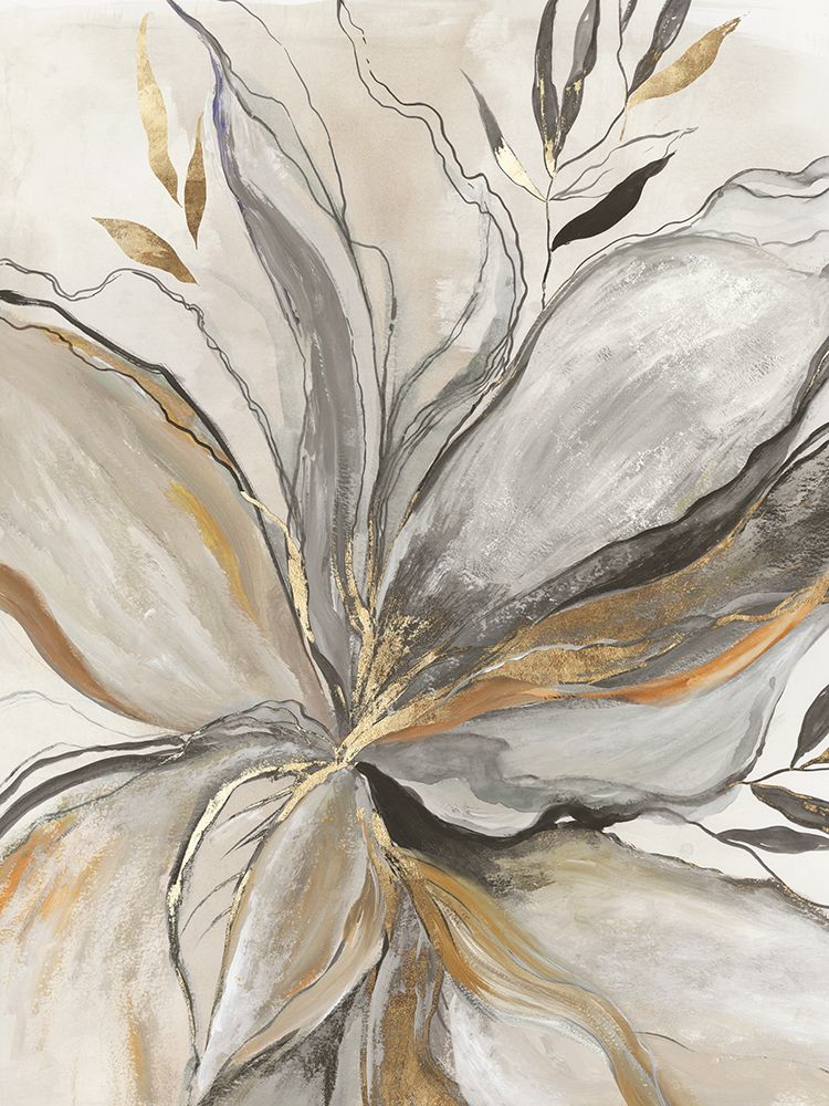 Gold Charcole Flower I art print by Asia Jensen for $57.95 CAD