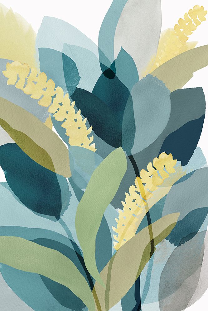 Yellow Teal Floral II art print by Flora Kouta for $57.95 CAD