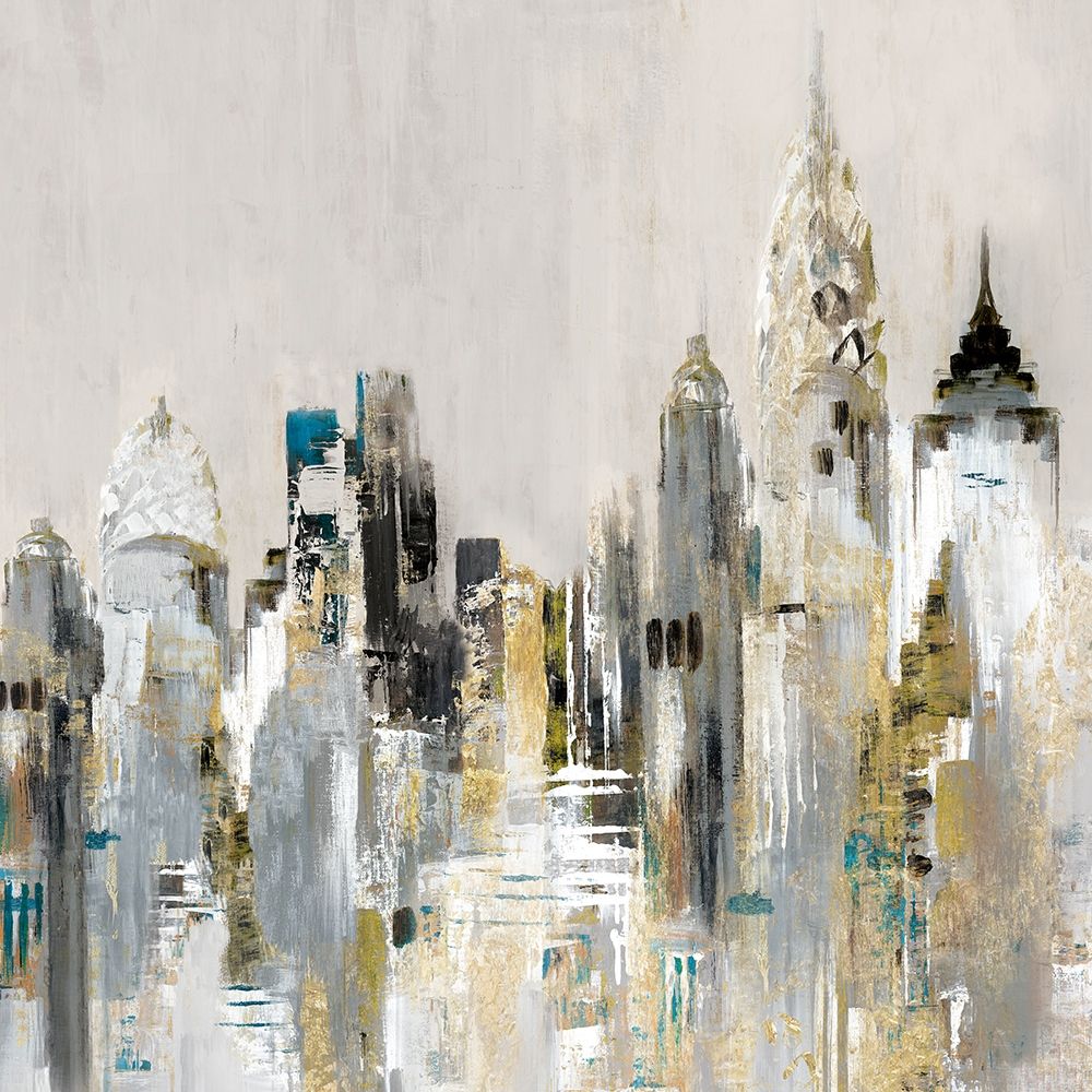 Golden Cityscape art print by Valeria Mravyan for $57.95 CAD