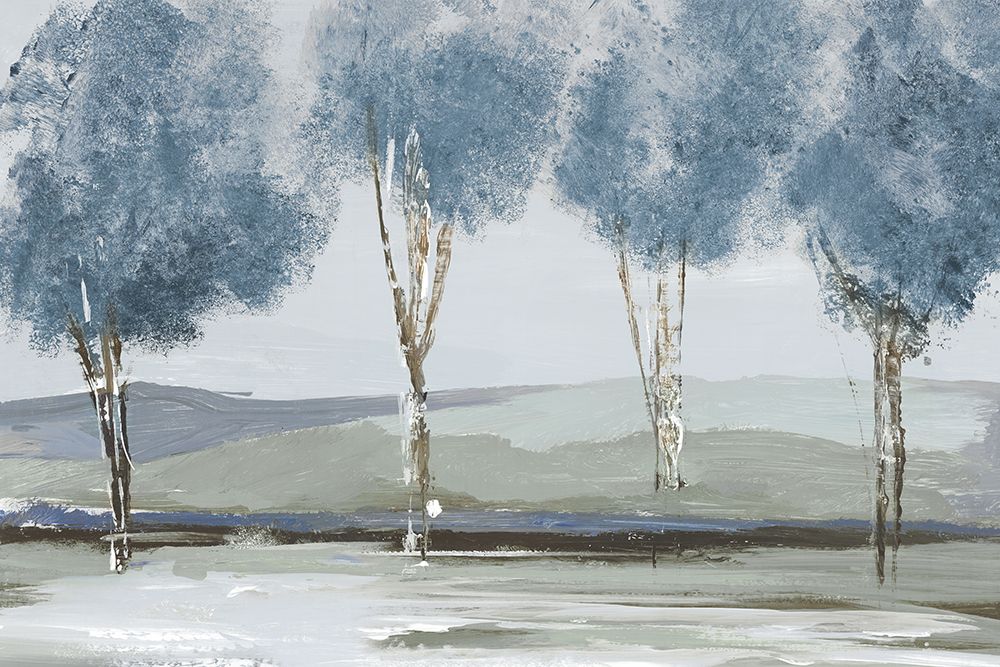 Golden Birch Tree Forest Blue Version art print by Lera for $57.95 CAD