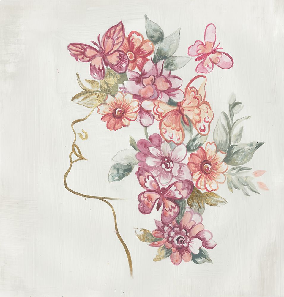 Face And Flowers II art print by Lera for $57.95 CAD