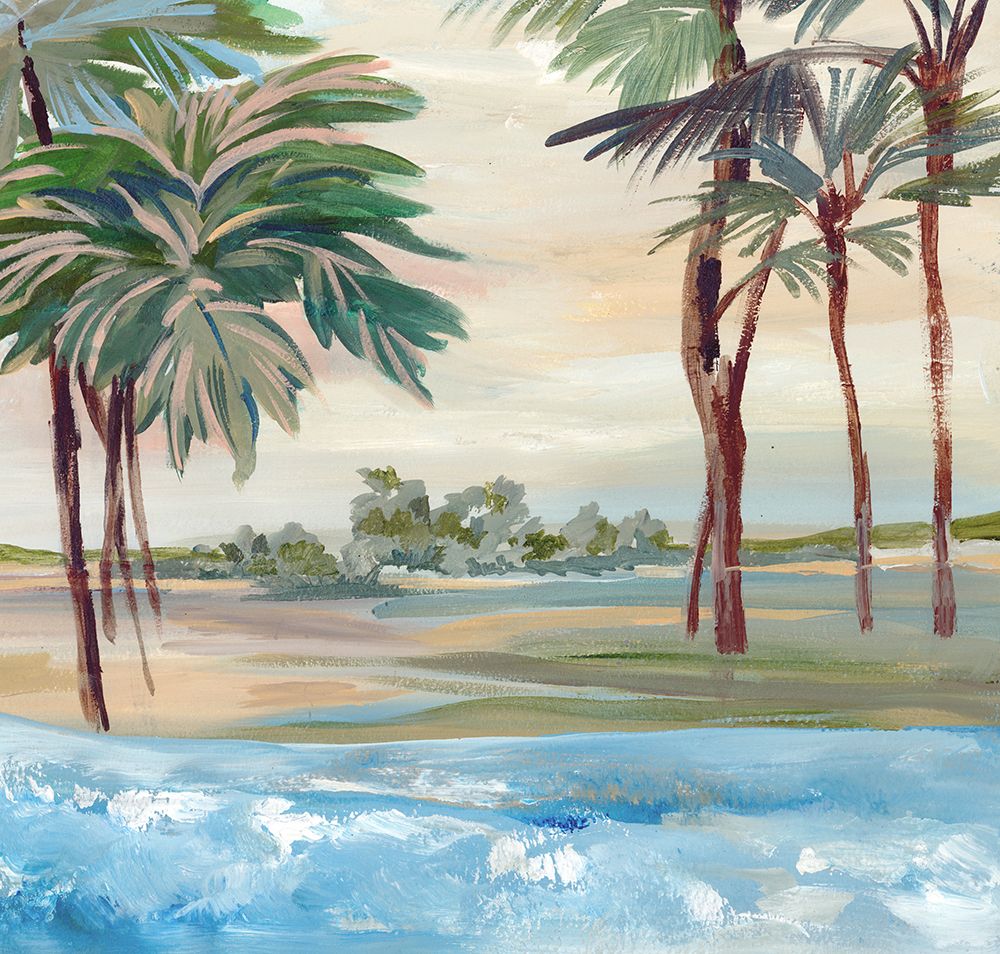 Tropical Shoreline with Palm Trees art print by Lera for $57.95 CAD