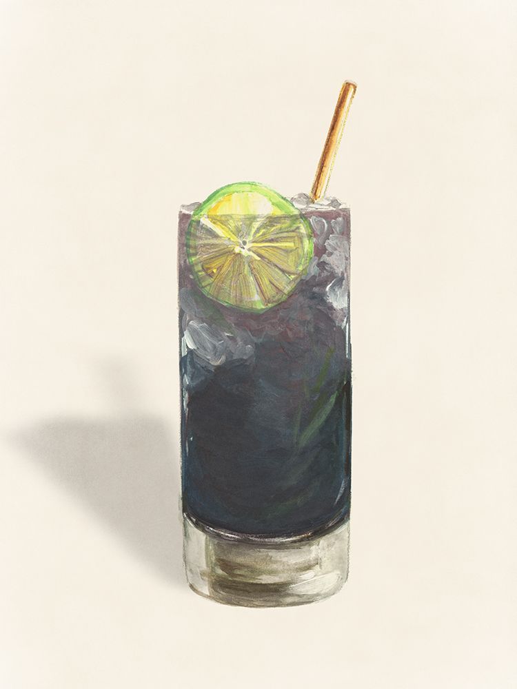 Glass with Olives and Pink Drink art print by Lily K for $57.95 CAD