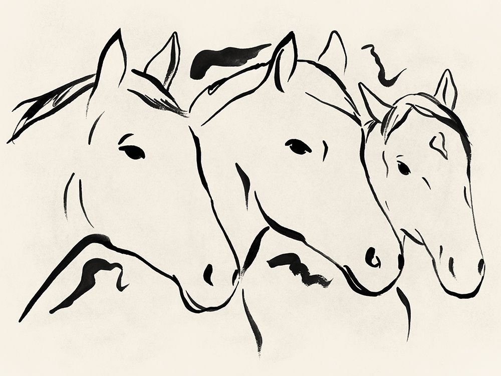 Three Graceful Horse Profiles art print by Lily K for $57.95 CAD