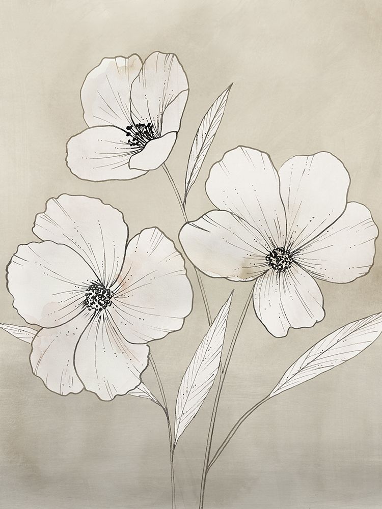 Three Delicate Blossoms in Bloom I art print by Lily K for $57.95 CAD