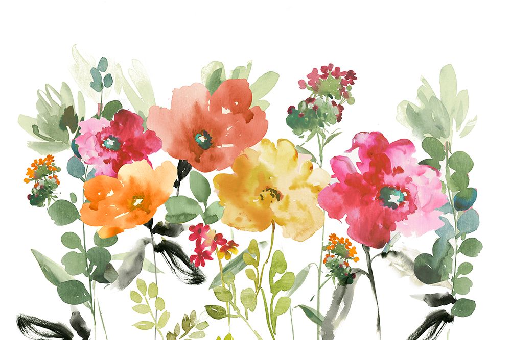 Vibrant Garden Blooms in Watercolor art print by PI Studio for $57.95 CAD