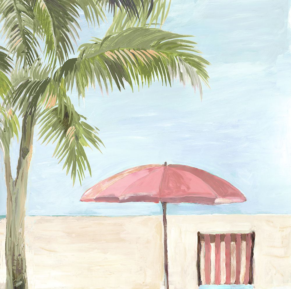 Palm and Pink Umbrella Scene art print by PI Studio for $57.95 CAD