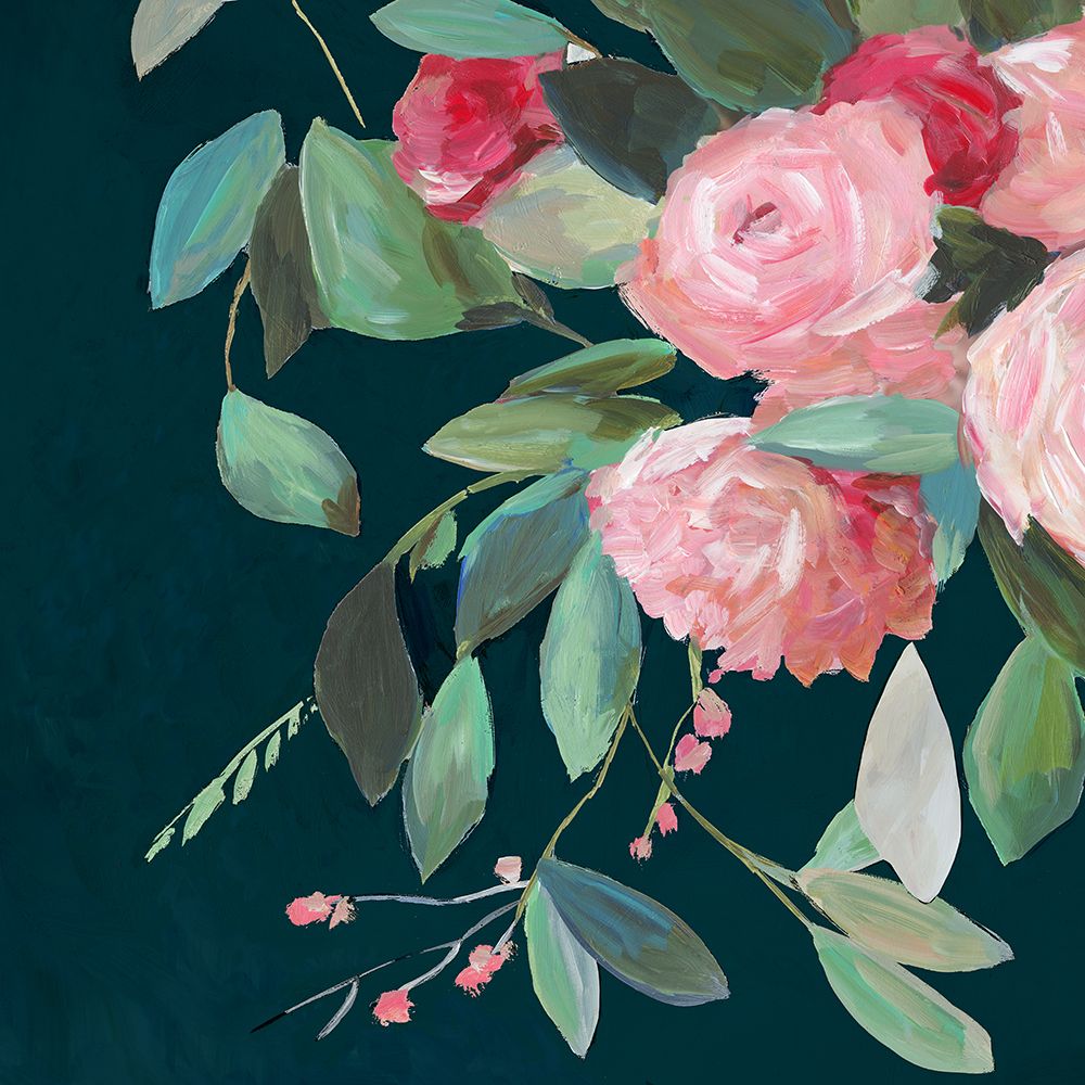 Blossoms on Deep Green Canvas I art print by PI Studio for $57.95 CAD