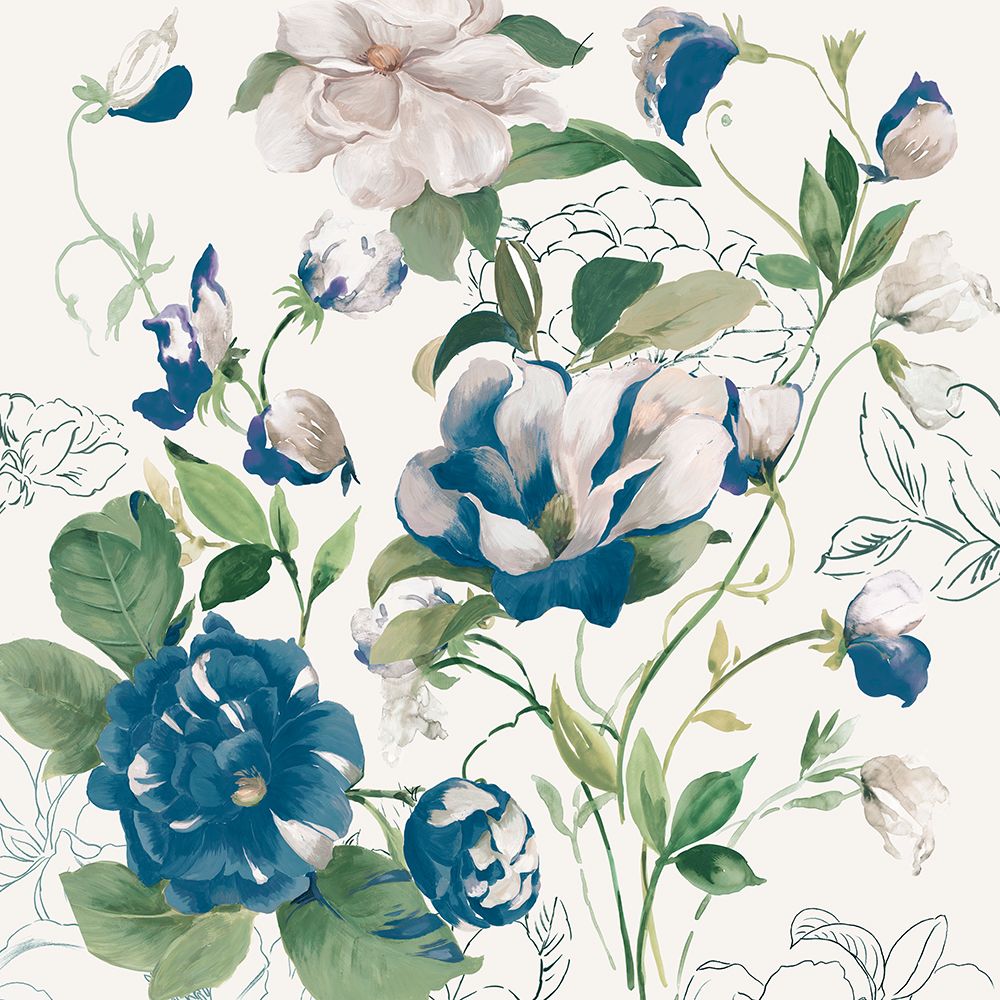 Blue Blossoms on White Canvas art print by PI Studio for $57.95 CAD