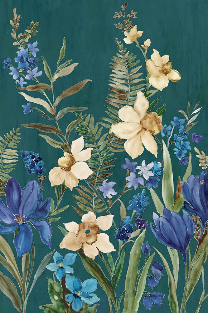 Blossoms Against Teal Sky II art print by PI Studio for $57.95 CAD