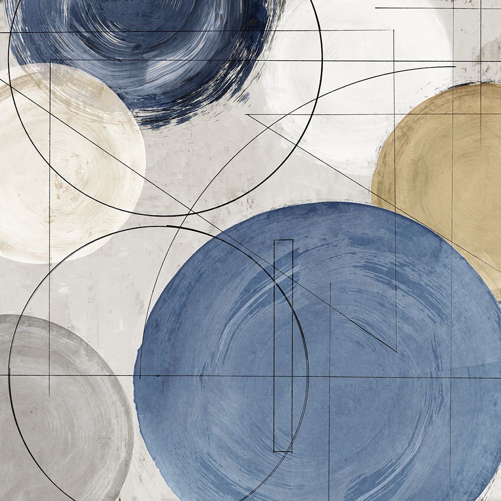 Geometric Harmony in Blue and Gold I art print by PI Studio for $57.95 CAD