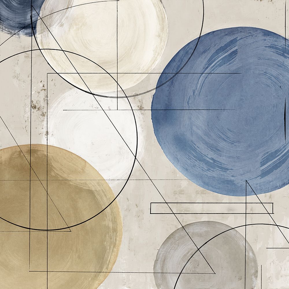 Geometric Harmony in Blue and Gold II art print by PI Studio for $57.95 CAD
