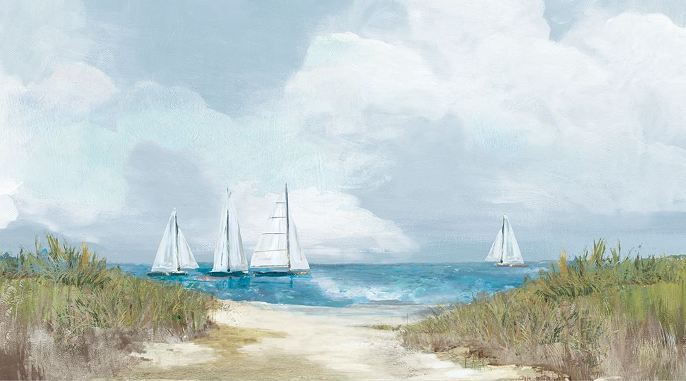 Sailboats on a Tranquil Shore art print by PI Studio for $57.95 CAD
