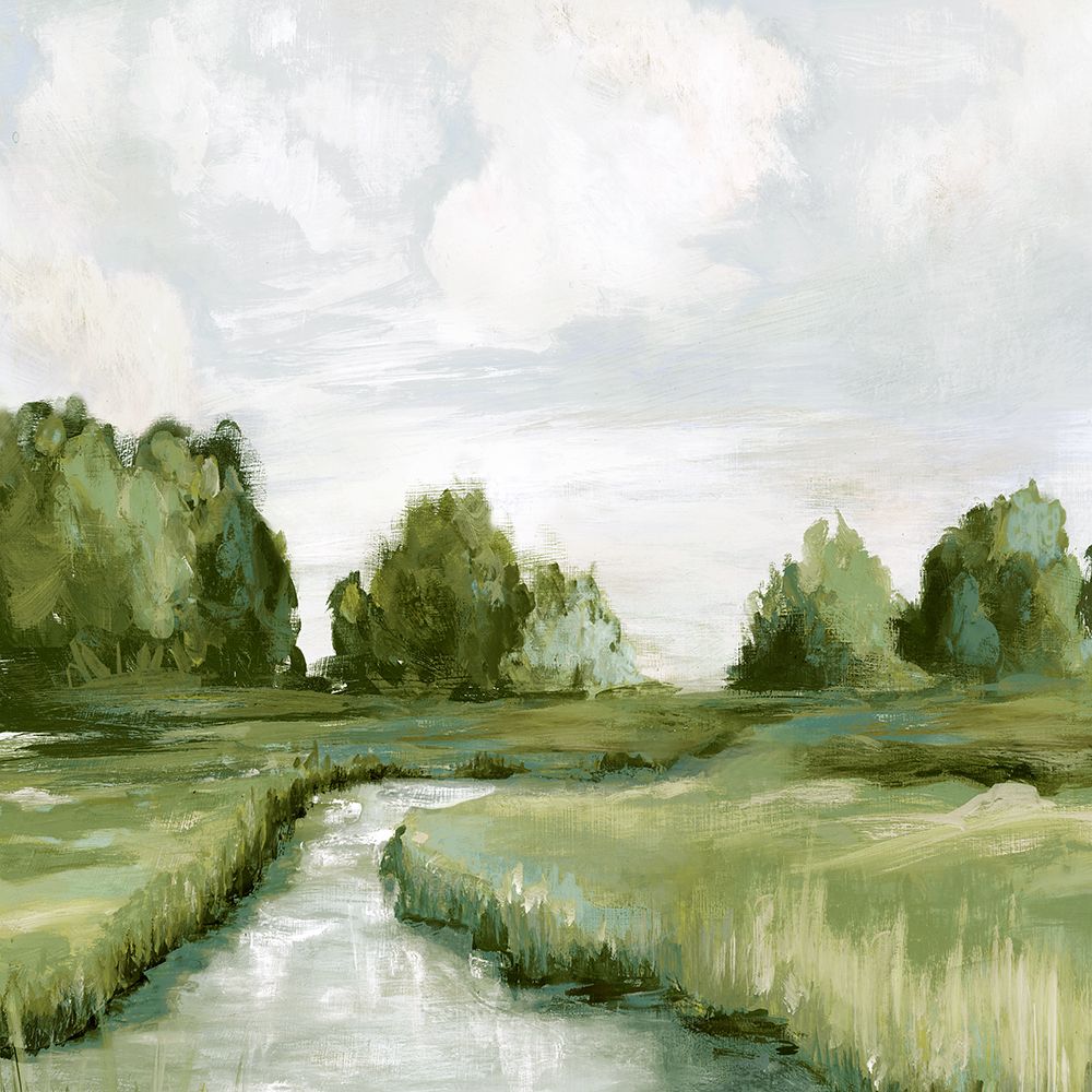 Tranquil Stream Through Green Fields art print by PI Studio for $57.95 CAD