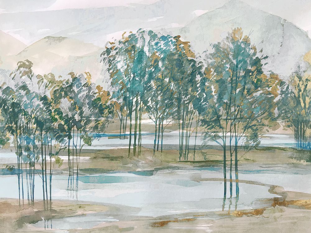 Teal River Forest art print by Maya Woods for $57.95 CAD