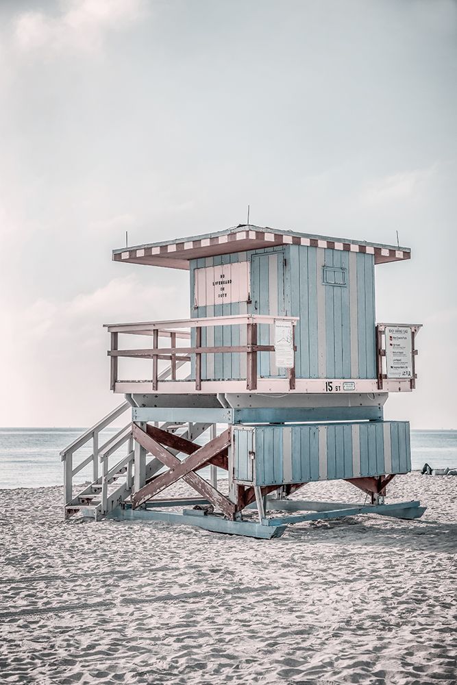 Miam Blue Beach Lifeguard Tower art print by Andrea Haase for $57.95 CAD