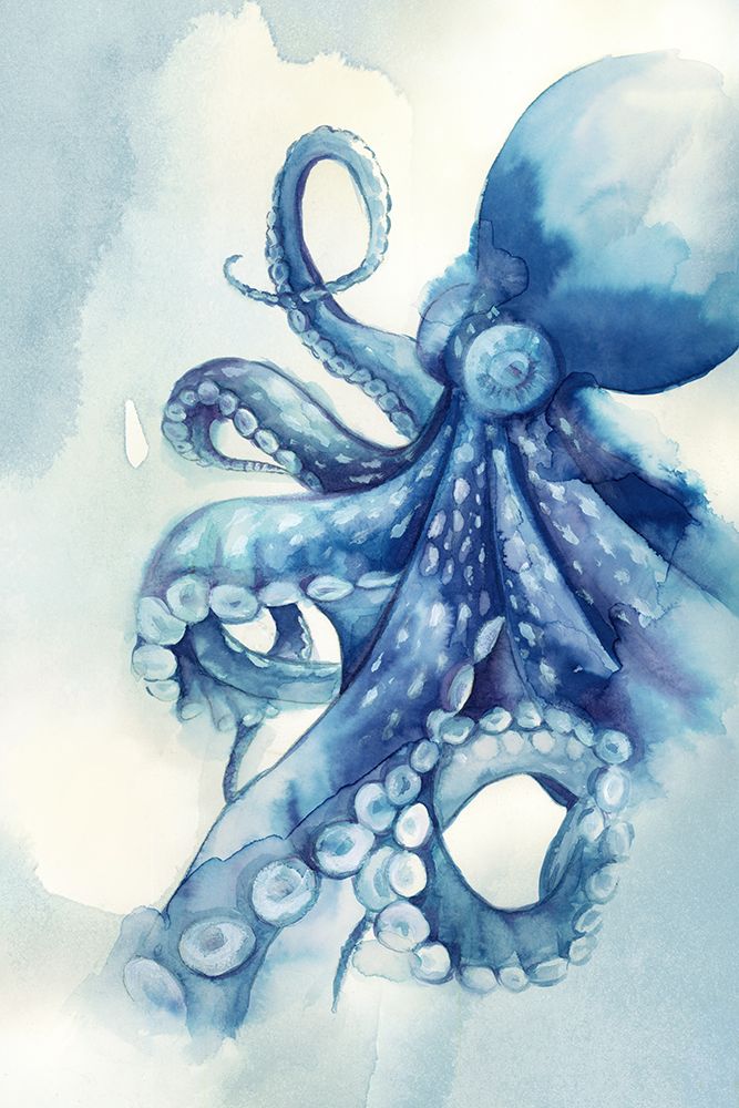 Gentle Octopus in Watery Blues art print by Eli Jones for $57.95 CAD